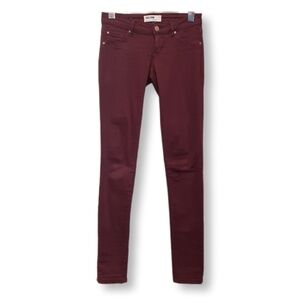 Garage Denim Skinny Denim Jeggings Burgundy Wine Low Rise Stretch Womens Size 0